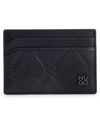 HUGO - Nappa-Leather Card Holder With Stacked Logos - Lyst