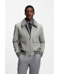 BOSS - Wool-Cashmere Coat With Faux-Fur Collar - Lyst