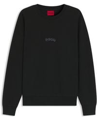 HUGO - Sweatshirt Aus Baumwoll-Mix Mit Logo-Stickerei - Lyst