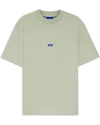 HUGO - Ribbed-Neck Cotton T-Shirt With Logo Badge - Lyst