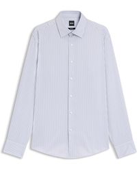BOSS - Regular-Fit Overhemd Van Gemakkelijk Te Strijken Gestreept Katoen - Lyst