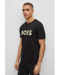 BOSS - Crew-neck T-shirt In Cotton Jersey With Logo Print - Lyst