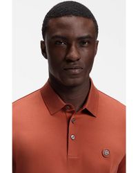 BOSS - Cotton Polo Shirt With Tonal Logo Badge - Lyst