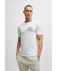 BOSS - Cotton-jersey Regular-fit T-shirt With Signature Artwork - Lyst