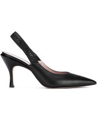 HUGO Branded-slingback Court Shoes In Italian Nappa Leather - Black