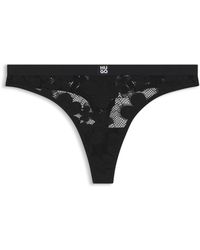 HUGO - String Van Gebloemd Kant Met Tweedelig Logodetail - Lyst