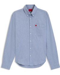 HUGO - Slim-Fit Button-Down-Hemd Aus Gewaschener Oxford-Baumwolle - Lyst