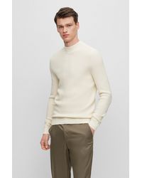 BOSS - Mock-neck Sweater In Virgin Wool And Cotton - Lyst