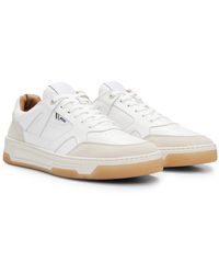 BOSS - Leather And Suede Trainers With Signature Stripe And Logo - Lyst