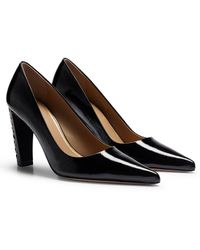 BOSS - Leather Pumps With Monogram-patterned Heels - Lyst