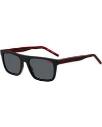 HUGO - Black-acetate Sunglasses With Layered Temples - Lyst