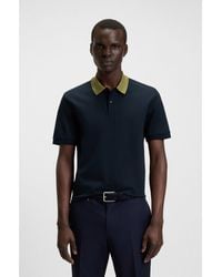 BOSS - Mercerised-Cotton Slim-Fit Polo Shirt With Collar Stripe - Lyst