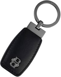 BOSS - Leather Key Ring With Gunmetal Double B Monogram - Lyst