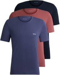 BOSS - Three-pack Of Cotton Underwear T-shirts With Logos - Lyst