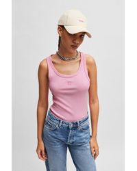 HUGO - Cotton-blend Tank Top With Stacked Logo - Lyst