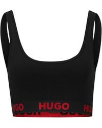 HUGO - Stretch-cotton Bralette With Logo Band - Lyst