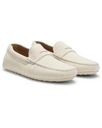 BOSS - Suede Moccasins With Penny Trim - Lyst