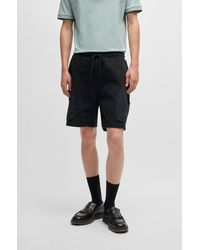 HUGO - Cotton-terry Relaxed-fit Shorts With Logo Print - Lyst