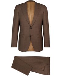 BOSS - Regular-Fit Anzug aus Schurwolle mit dezentem Muster - Lyst