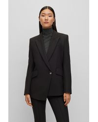 BOSS - Regular-fit Jacket In Stretch Fabric With Asymmetric Front - Lyst