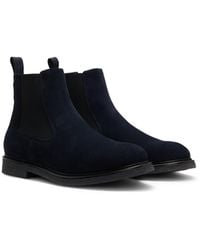 BOSS - Suede Chelsea Boots With Elasticated Panels - Lyst