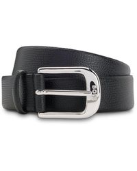 BOSS - Grained Italian-Leather Belt With Polished Pin Buckle - Lyst