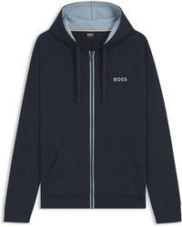 BOSS - Hoodie Aus Baumwoll-Terry Mit Kontrastfarbenem Reißverschluss - Lyst