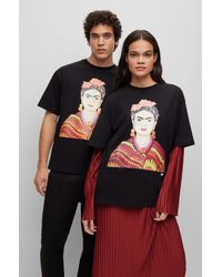 BOSS - Relaxed-fit Cotton T-shirt With Frida Kahlo Graphic - Lyst