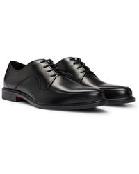 HUGO - Portuguese Leather Derby Shoes With Embossed Logo - Lyst