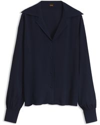 BOSS - Blusa Con Escote En Pico En Crepé De China - Lyst