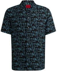 HUGO - Relaxed-Fit Kurzarm-Hemd mit saisonalem Print - Lyst