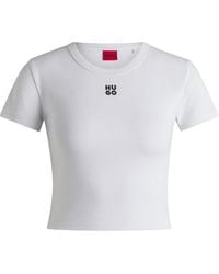 HUGO - T-shirt court Slim Fit en coton mélangé à logo revisité - Lyst