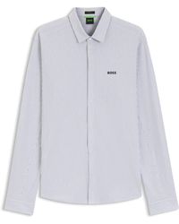 BOSS - Regular-Fit Overhemd Van Katoenen Jersey Met Thermisch Gehecht Logo - Lyst