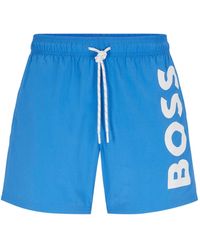 BOSS by HUGO BOSS - Quick-drying Swim Shorts With Large Contrast Logo - Lyst