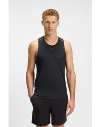 BOSS - Active Mesh-Jersey Tank Top With Decorative Reflective Details - Lyst
