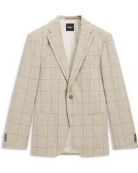 BOSS - Regular-Fit Sakko Aus Kariertem Woll-Mix - Lyst