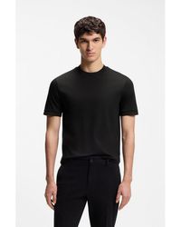 BOSS - Mercerised-Cotton Slim-Fit T-Shirt With Contrast Tipping - Lyst