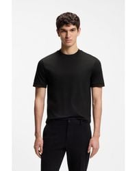 BOSS - Mercerised-Cotton Slim-Fit T-Shirt With Contrast Tipping - Lyst