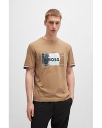 BOSS - Cotton-jersey T-shirt With Signature Artwork - Lyst