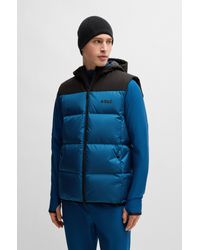 BOSS - Water-repellent Down Gilet With Logo Print - Lyst
