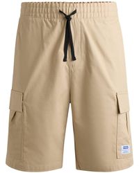HUGO - Short en coton structuré avec cordon de serrage et patch logo - Lyst
