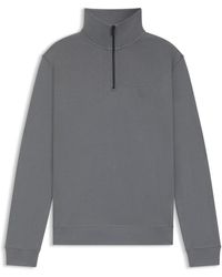 BOSS - Sweat En Molleton De Coton À Encolure Zippée Et Patch Logoté - Lyst