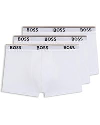 BOSS - Stretch-Cotton Trunks With Repeat Logos - Lyst
