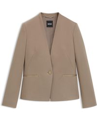 BOSS - Kraagloze Regular-Fit Blazer Met Metalen Knoop - Lyst