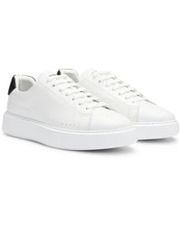 HUGO - Leather Lace-up Trainers With Contrast Branded Backtab - Lyst