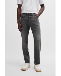 BOSS - Regular-fit Jeans In Grey Comfort-stretch Denim - Lyst