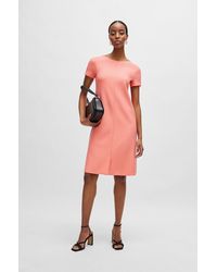 BOSS - Short-sleeved Dress In Stretch Material - Lyst