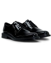 HUGO - Patent Leather Business Lace-Ups With Logo - Lyst