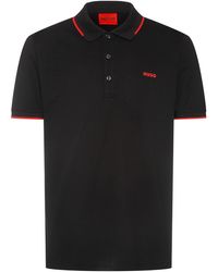 HUGO - Slim-Fit Poloshirt Aus Stretch-Baumwolle Mit Logo-Print - Lyst