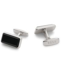 BOSS - Rectangular Brass Cufflinks With Enamel Insert - Lyst